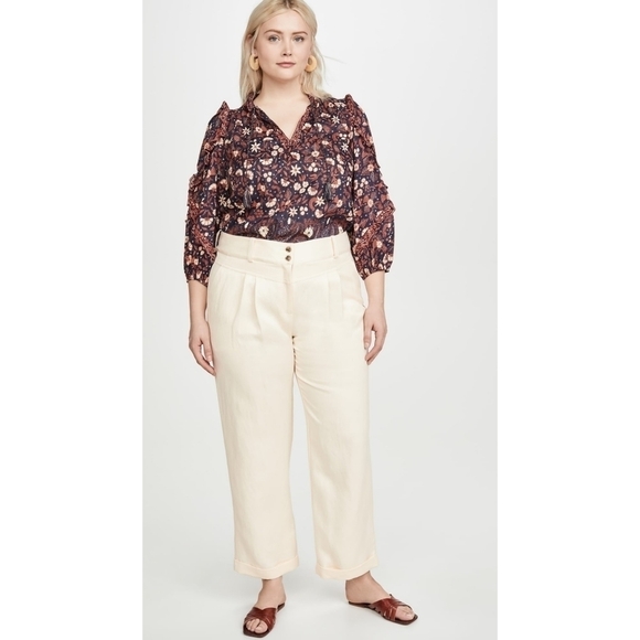 MARA HOFFMAN Liv Cream Linen Tencel Trouser Pant - Picture 1 of 12